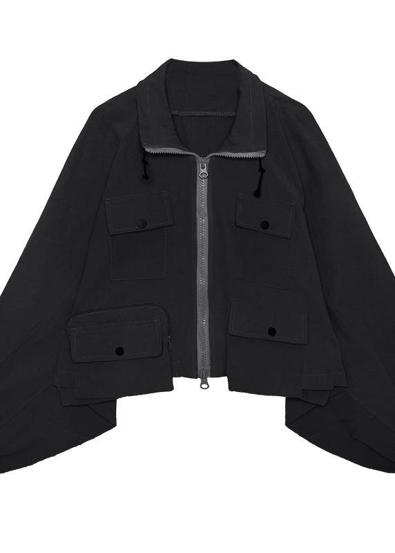 WW | Lapel Zipper Fine Coats Women Blouses Beige Art Outerwear