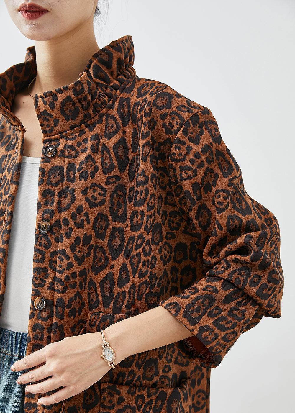 WW | Oversized Leopard Print Cotton Trench Coats