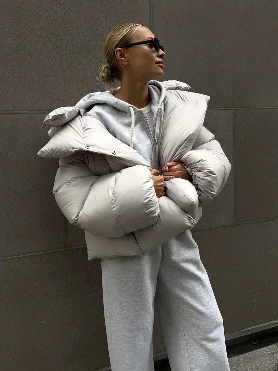 WW | Damen Winter Puffer Jacke mit Kapuze und Oversized Stil
