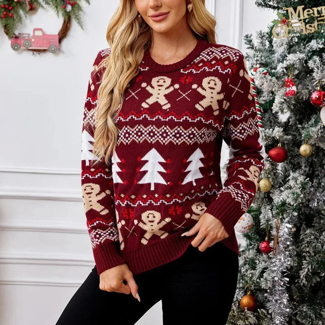 WW | Weihnachtspullover Damen - Falscher Weihnachtspullover mit Rundhalsausschnitt