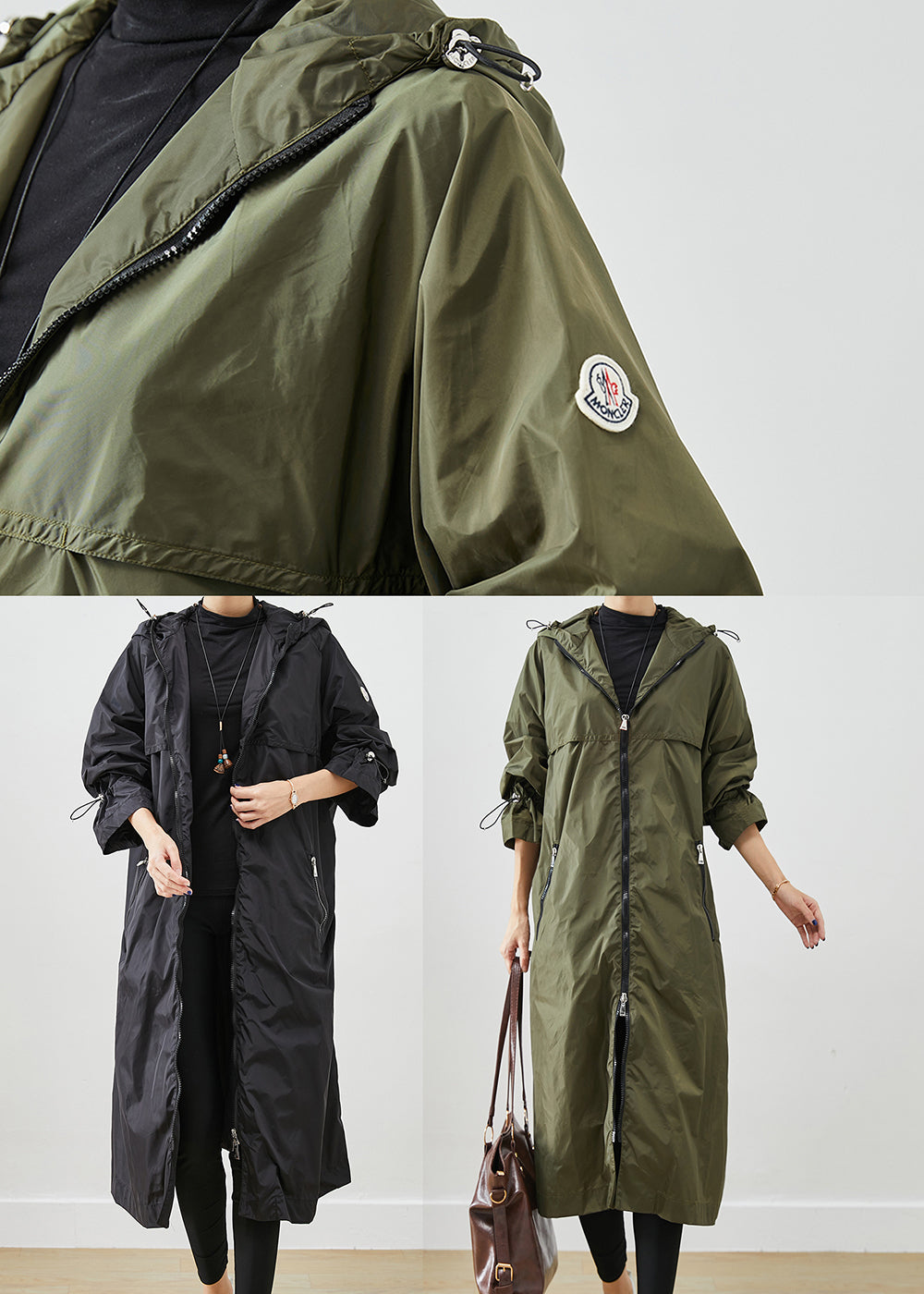 WW | Black Zip-Up Drawstring Spandex Coats