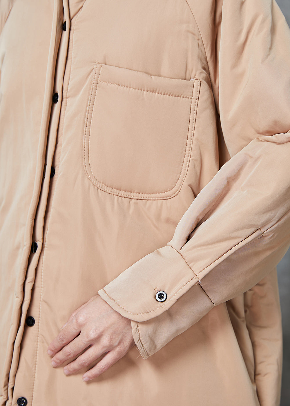 WW | Khaki Oversized Taschen Feine Baumwollgefüllte Pufferjacken Winter