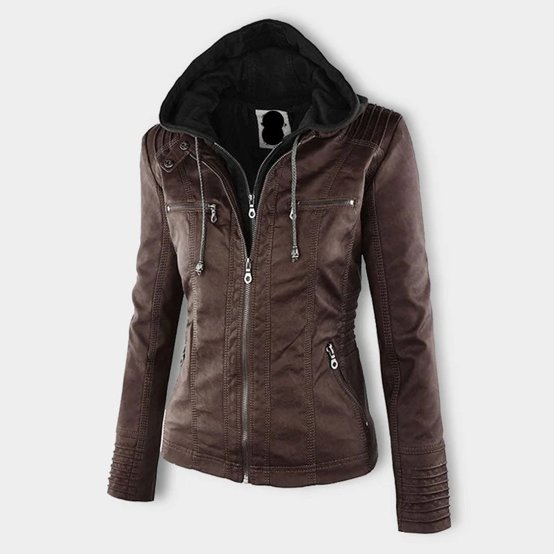 WW | PU Lederjacke mit Kapuze - Stylisch & Vielseitig - Mit Reißverschluss - Lässige Herbst- & Winterbekleidung