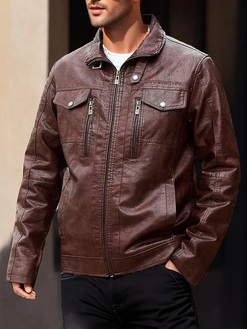 WW | Elegante Lederjacke mit Reißverschluss für Männer - Perfekt für legere Tage