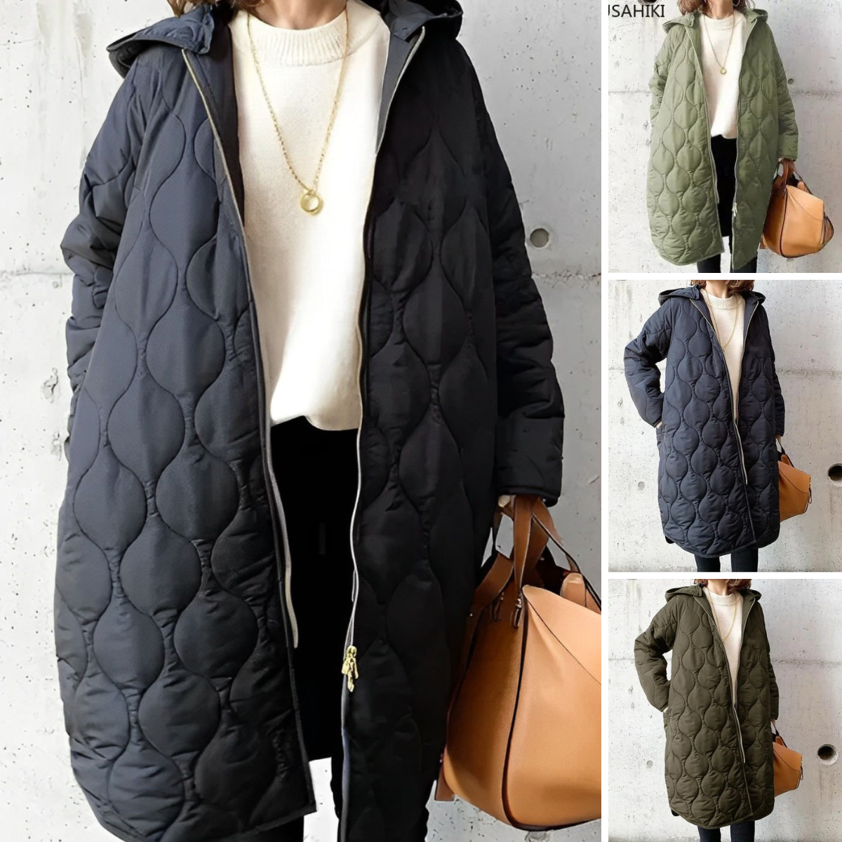WW | Lässiger Parka mit Kapuze aus Argyle-Stoff für Damen