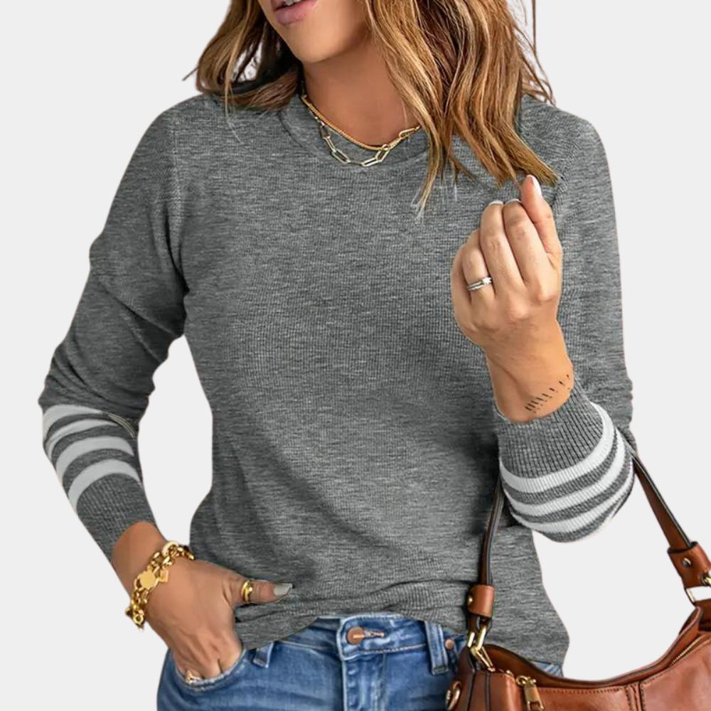WW | Eleganter Damenpullover mit Gestreiften Ärmeln
