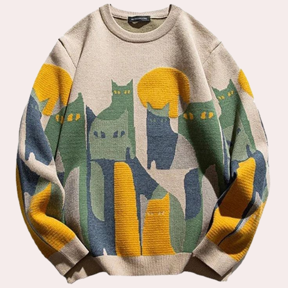 WW | Women's Pullover with Cat Pattern