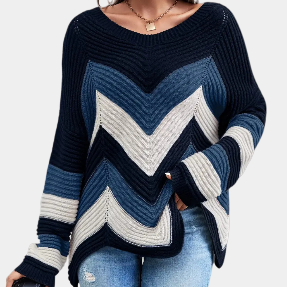 WW | Damen Strickpullover mit Modischem Wellenmuster