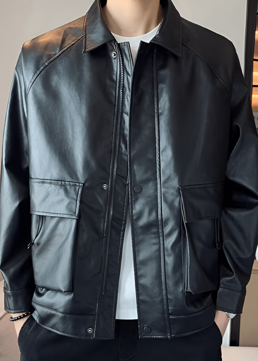 WW | Leather Utility Jacket - Modern Edge - Comfortable Fit - Streetwear Style