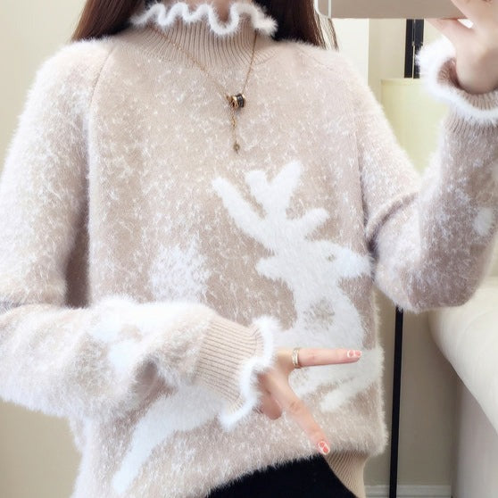 WW | Gemütliche Pullover für Frauen mit Rüschen und dickem Strick aus Nerz