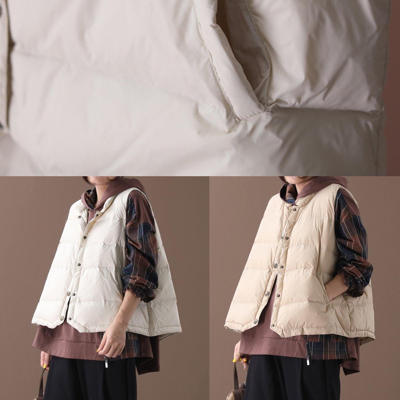 WW | Plus Size Jackets light yellow stand-up collar sleeveless women's parkas
