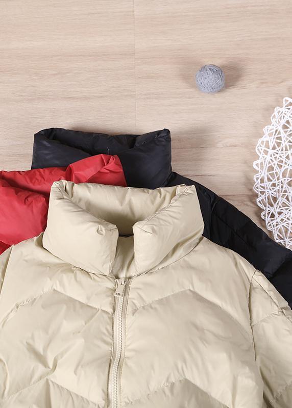 WW | Plus Size Women's Parka with Zipper Black Stand-Up Collar Warm Winter Jackets
