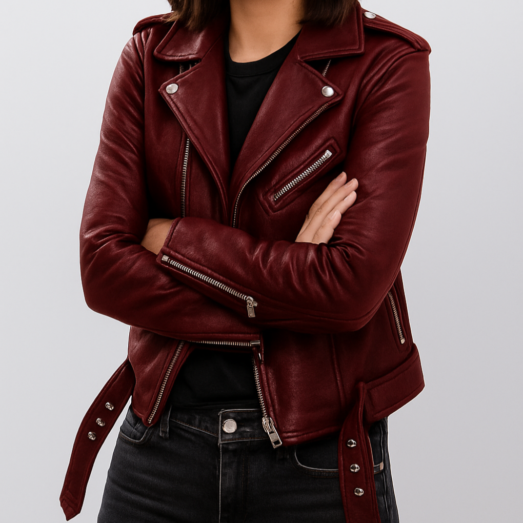 WW | Slim Fit Biker Leather Jacket for Women