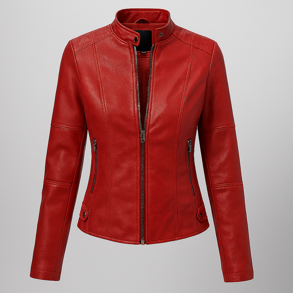 WW | Rotes Leder Motorradjacke für Damen