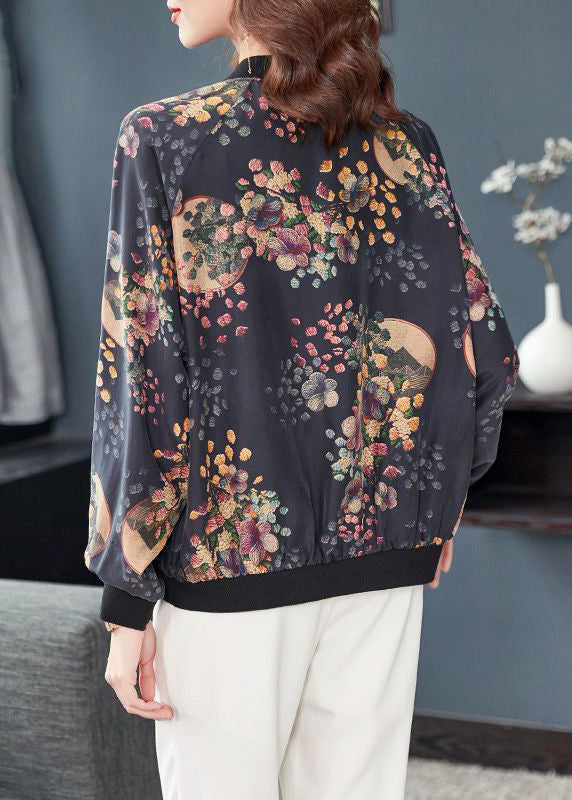 WW | Dark Grey Zippered Snap Pocket Patchwork Silk Coats