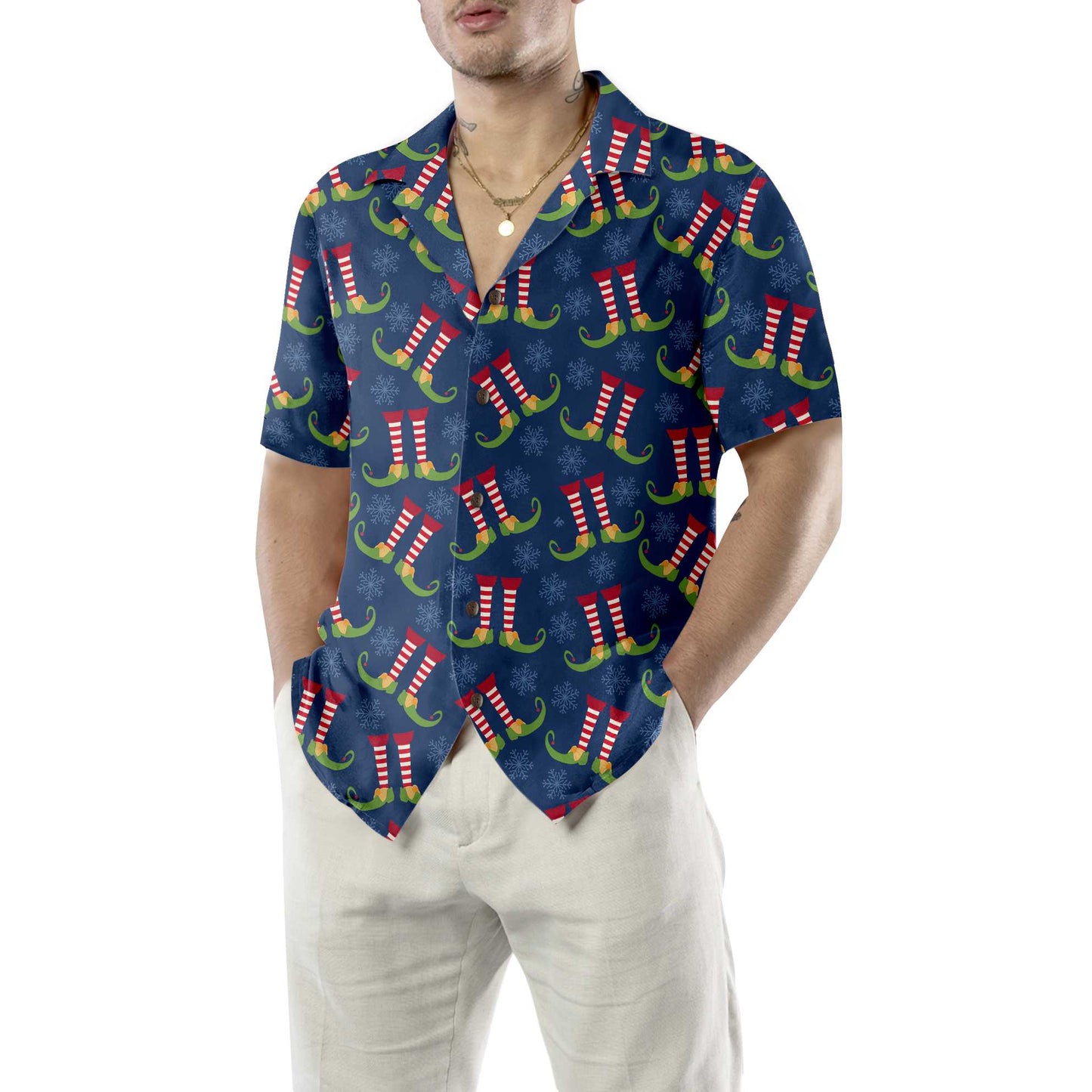 WW | Weihnachts-Elfenbeine Hawaiian Shirt, Lustiges Elf-Weihnachtshemd, Beste Weihnachtsgeschenkidee
