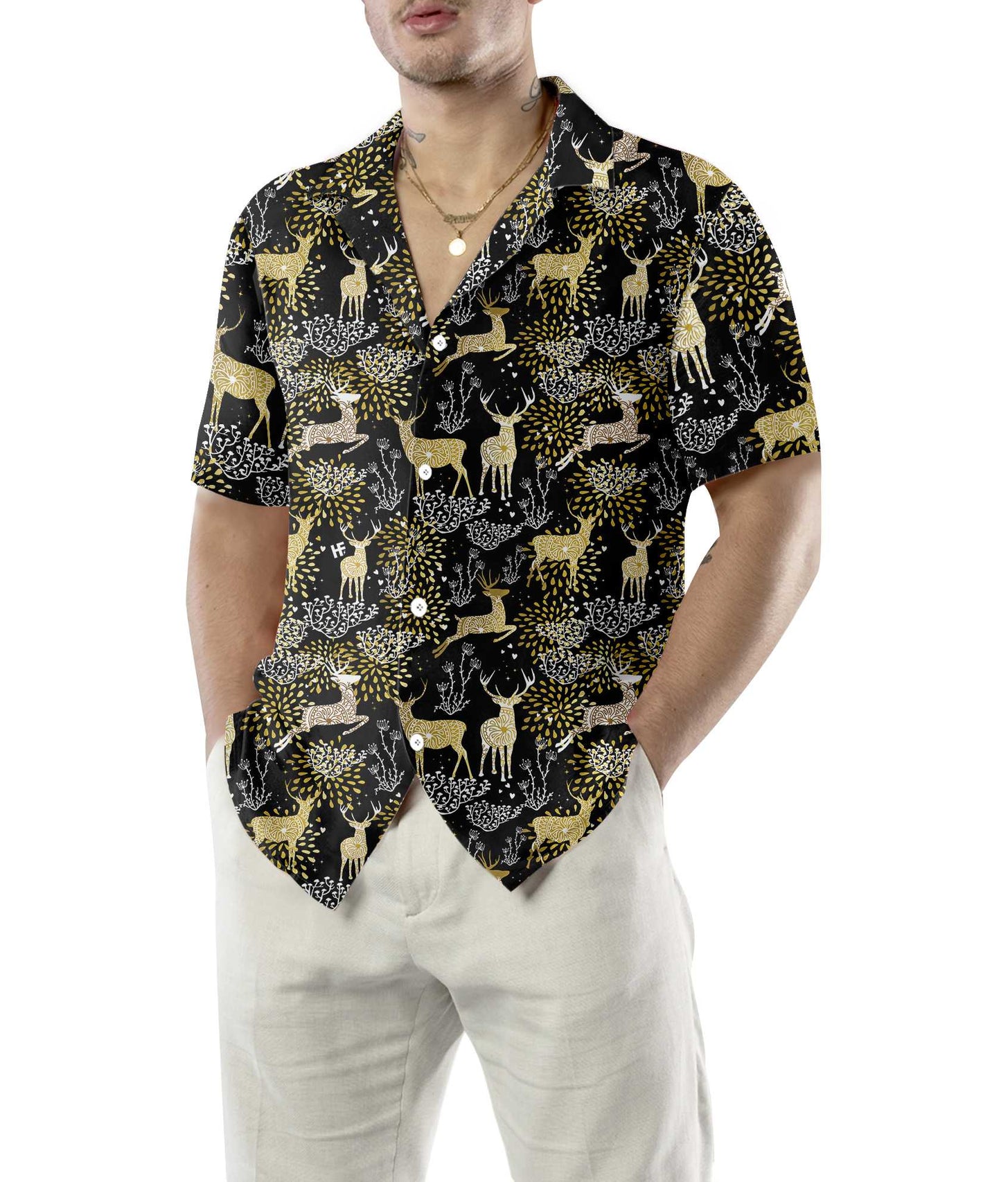 WW | Weihnachtsgoldene Weihnachtsrentiere Hawaiian Shirt, Bestes Geschenk Für Weihnachten