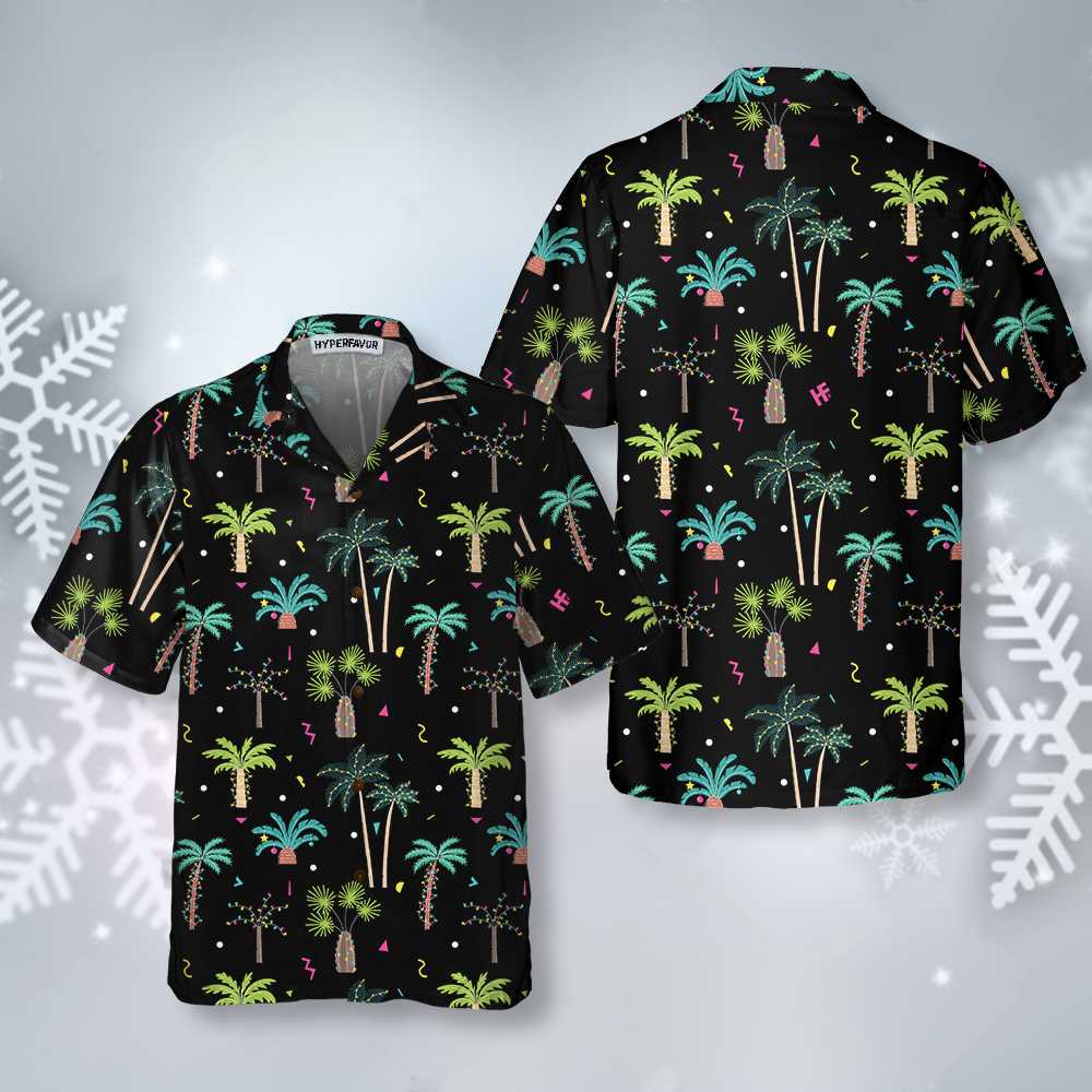 WW | Weihnachts-Palmen Baumwollhemd, Lustiges Weihnachtshemd für Männer