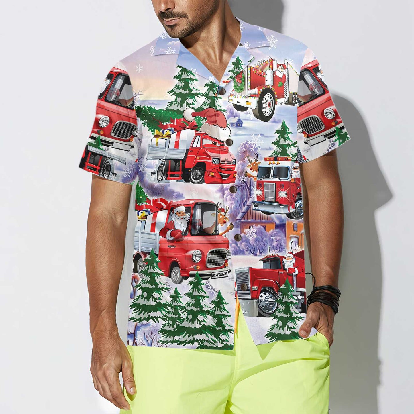 WW | Christmas Truck Hawaiian Shirt, Red Truck Christmas Shirt, Best Christmas Gift