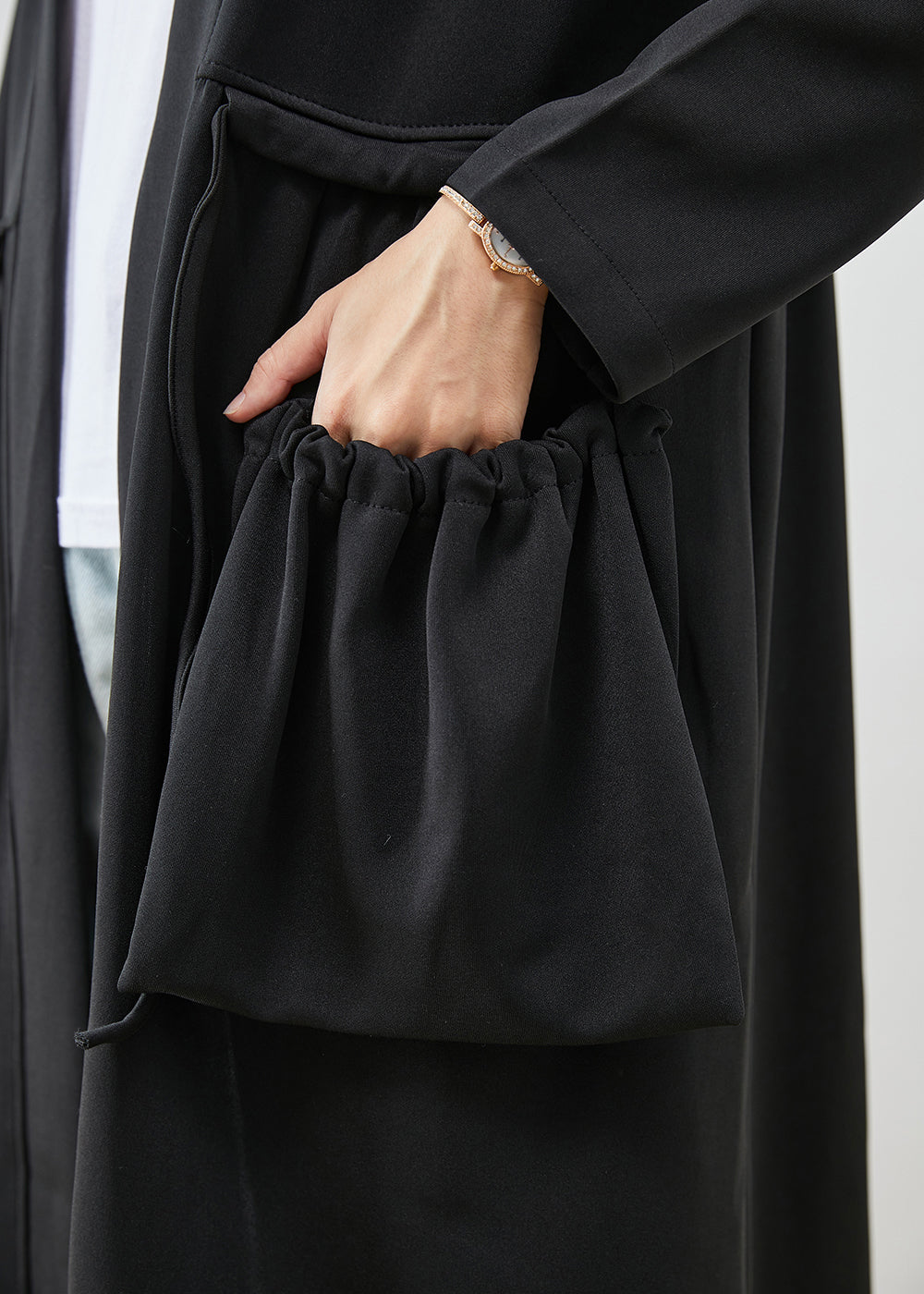 WW | Black Cotton Hooded Jacket with Pockets