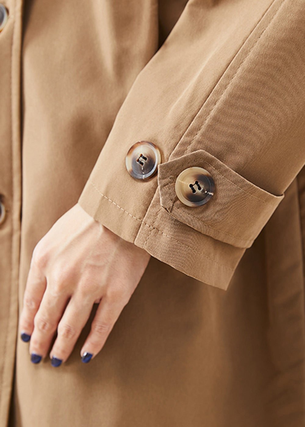 WW | Khaki Double-Breasted Crinkled Cotton Coats