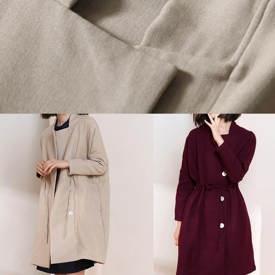WW | bordeaux feiner Trenchcoat Form Kordelzug doppelt brust Frauen Mäntel