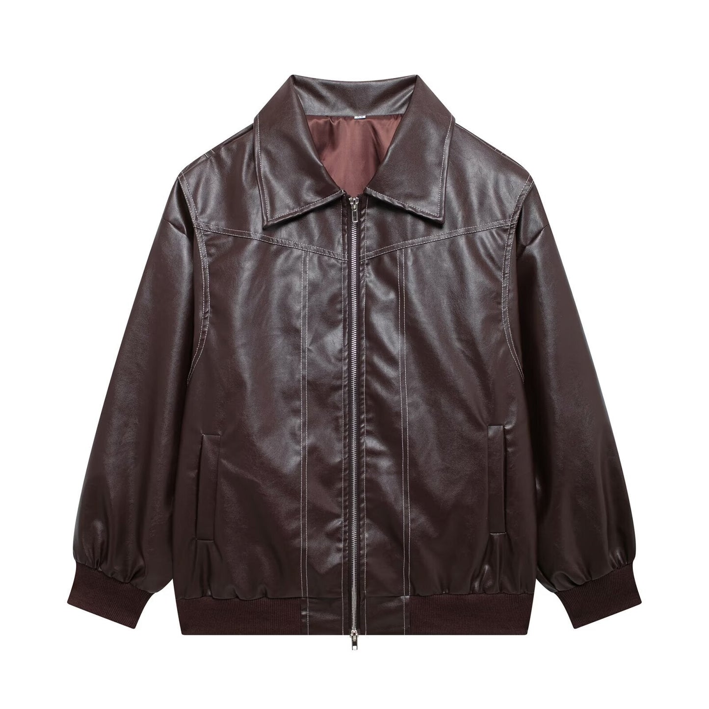 WW | Damen Oversized Leder Winterjacke