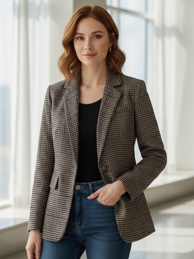 WW | Blazerjacke mit Karomuster für Damen, elegant und bequem