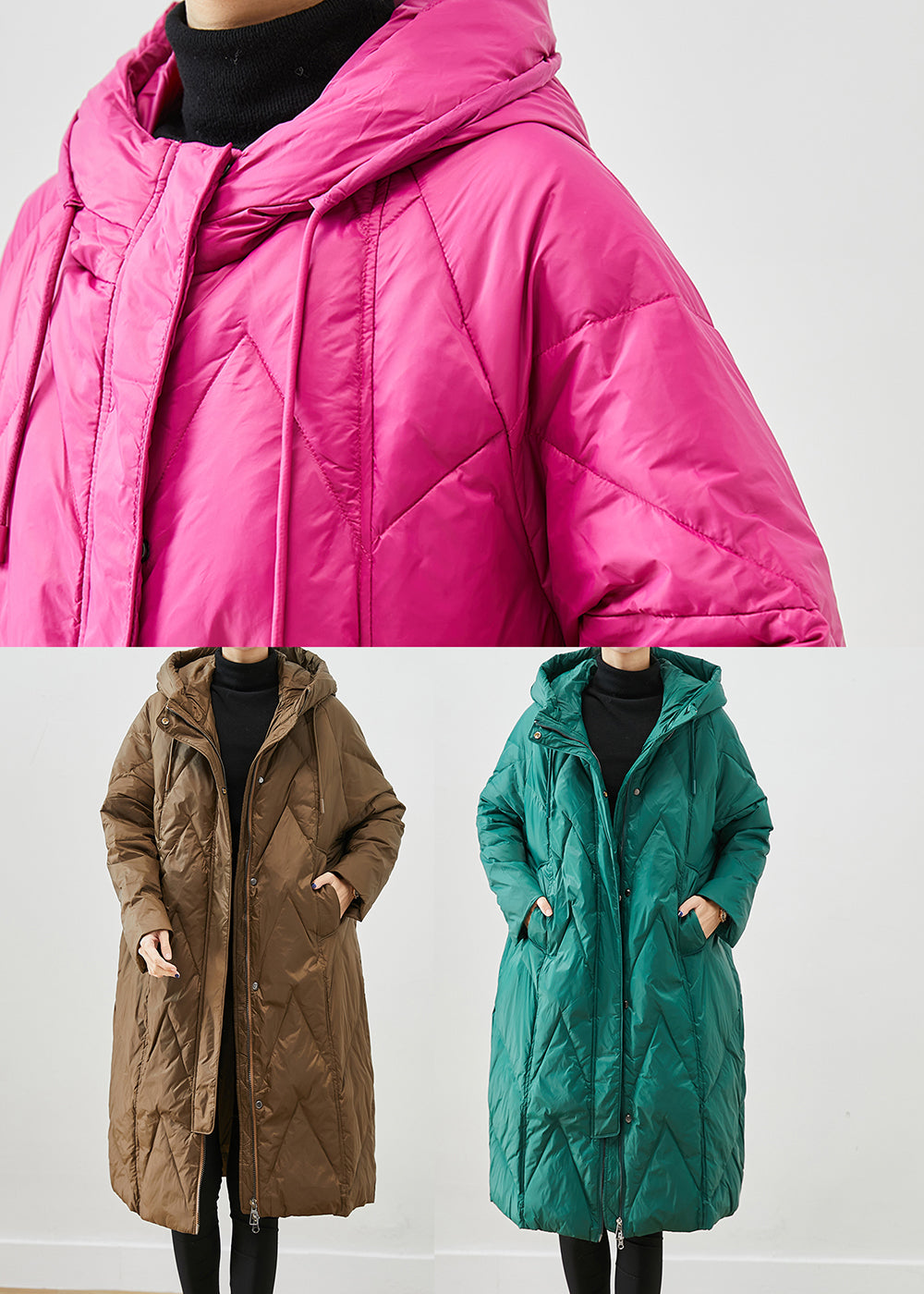 WW | Warm Fine Cotton-Filled Puffer Oversized Hooded Winter Jackets