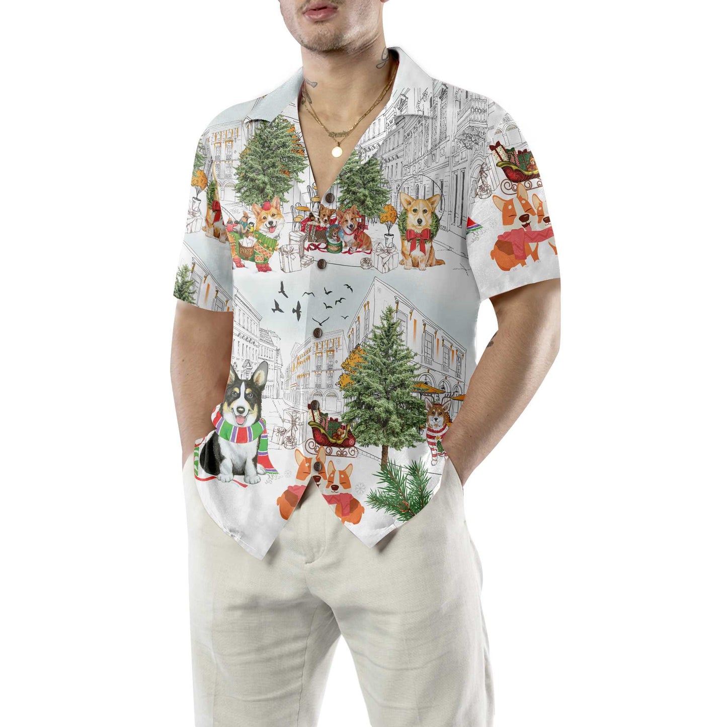 WW | Corgis An Weihnachten Hawaiian Shirt, Corgi Hund Weihnachts Shirt Für Männer & Frauen, Bestes Weihnachtsgeschenk