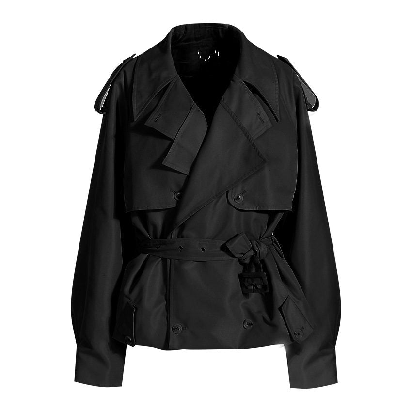 WW | Damen Moderne Gekürzte Trenchcoat mit Langen Ärmeln