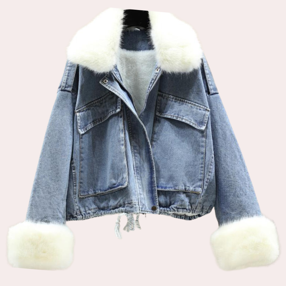 WW | Damen moderne Denim-Daunen-Winterjacke