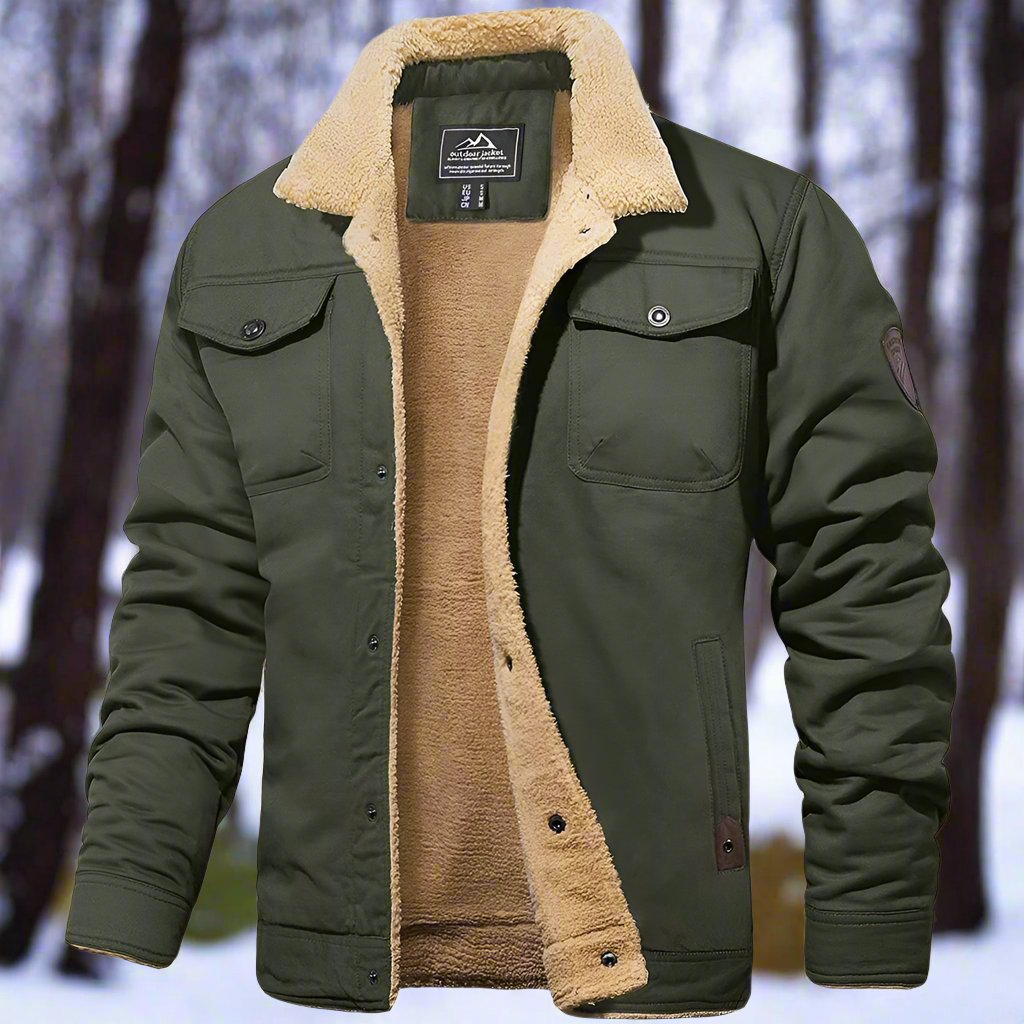 WW | Sherpa Lined Cotton Design Loose Fit Button Fastening And Multiple Pockets