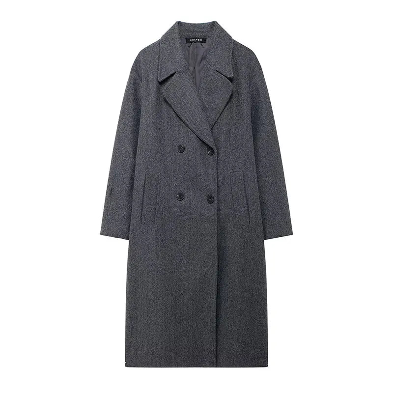 WW | Women's winter coat with lapels and double-breasted closure