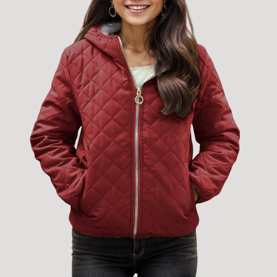 WW | Frauen Stilvolle Gequiltete Pufferjacke mit Kapuze Stil