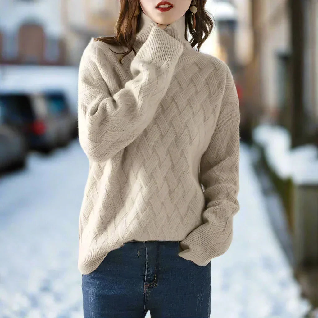 WW | Rollkragenpullover - Kabelstrick - Weicher Wollmix - Lockerer Schnitt