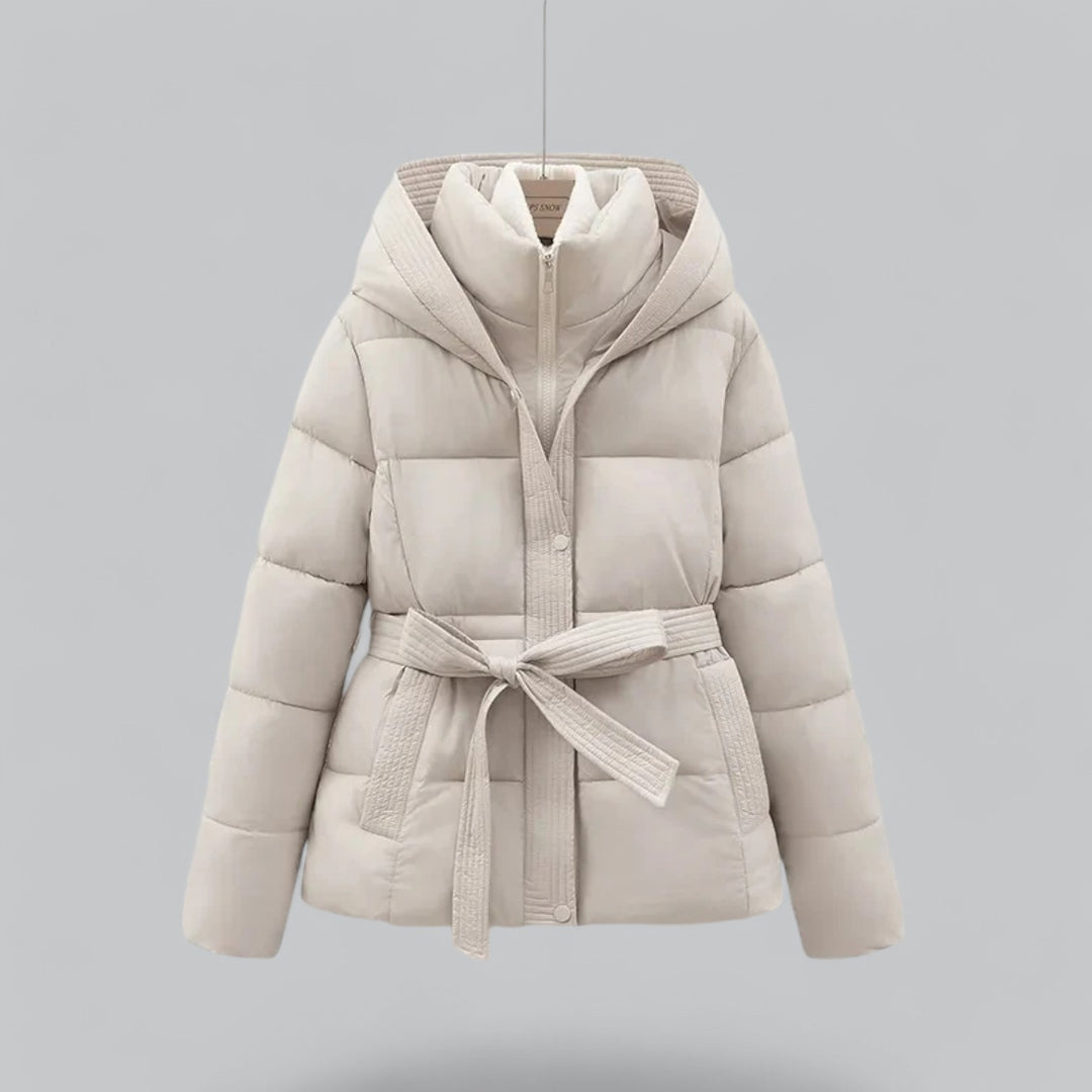 WW | Damen Winter Parka Jacke mit Kapuze und Taillengürtel