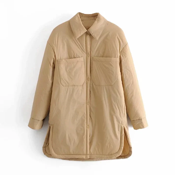 WW | Damen Winterjacke mit langen Ärmeln und Knopfverschluss