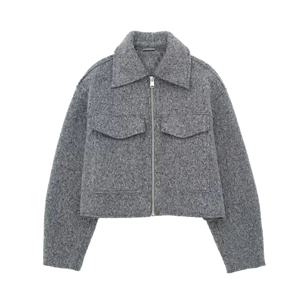 WW | Zip up Brusttaschen Kurze Jacke Herbstjacke