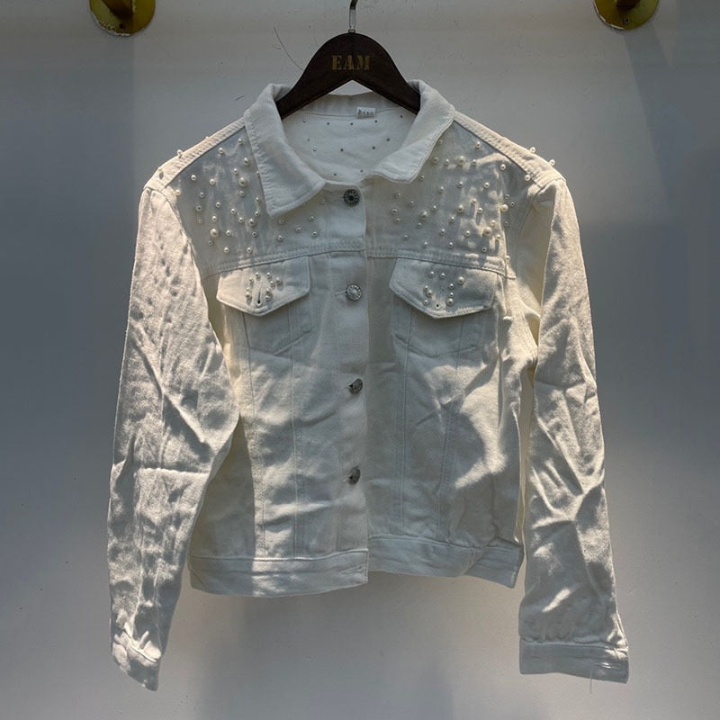 WW | Jacke Perlen Reguläre Passform Jacke mit Perlen Denimwear Damenjacke