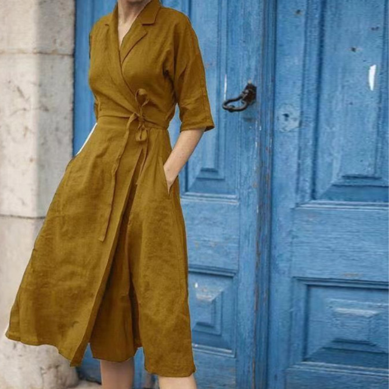 WW | Stylish Midi Shirt Dress with Waist Belt