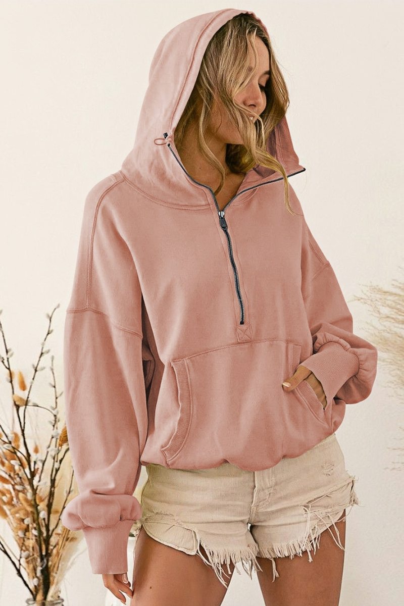 WW | With pocket hoodie lightweight jacket - Crepe