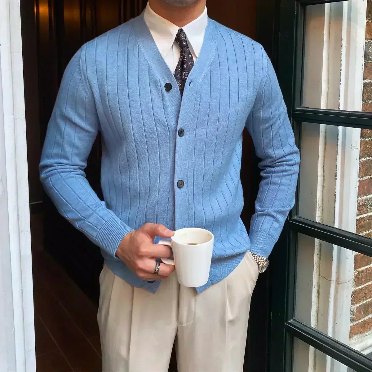 WW | Elegante Strickjacke mit V-Ausschnitt für Herren