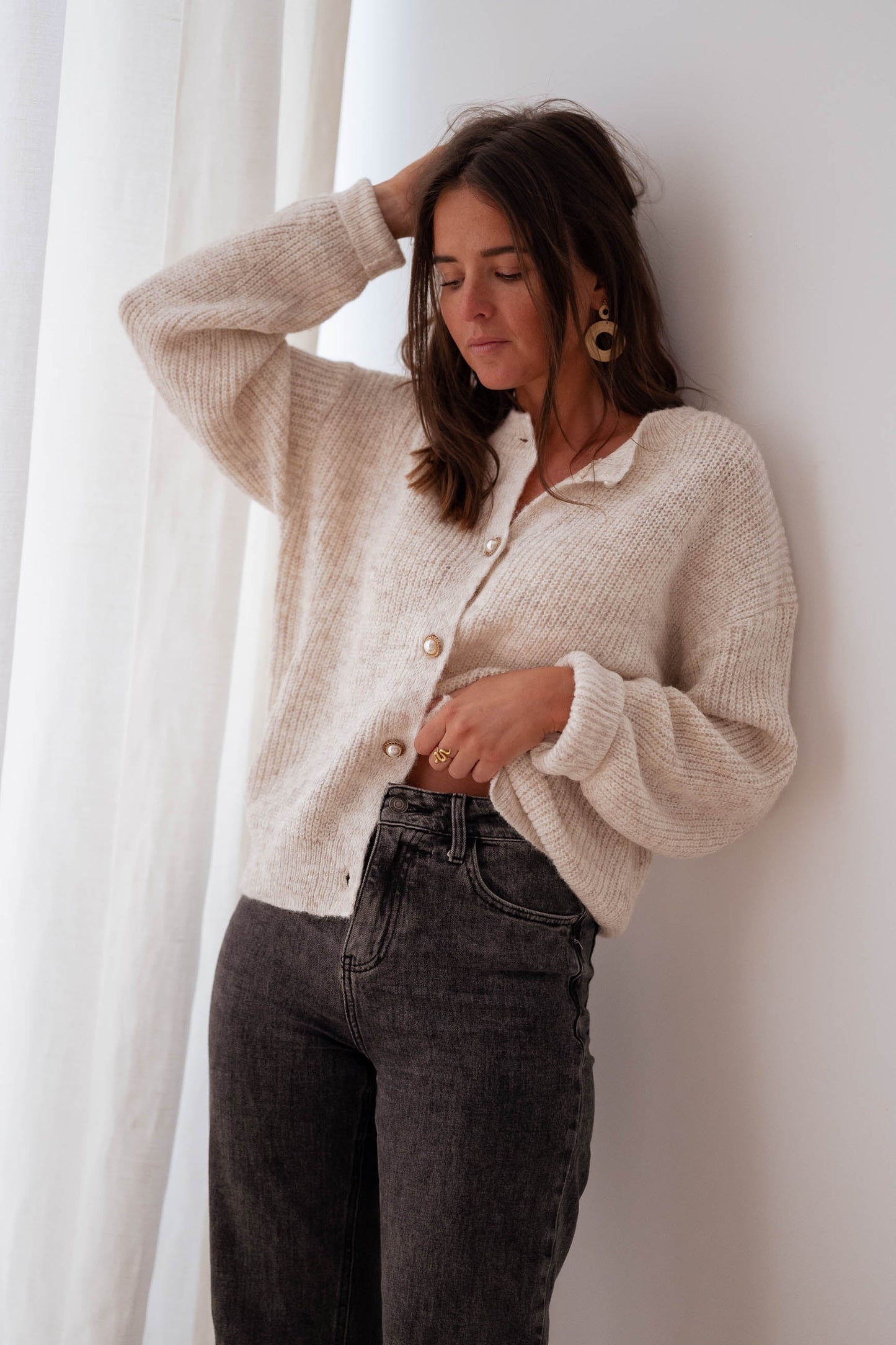 WW | Eleganter schwarzer langer Cardigan für stilvolles Layering