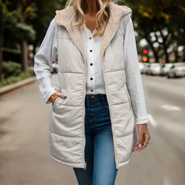 WW | Damen Weste mit Fleece und Kapuze