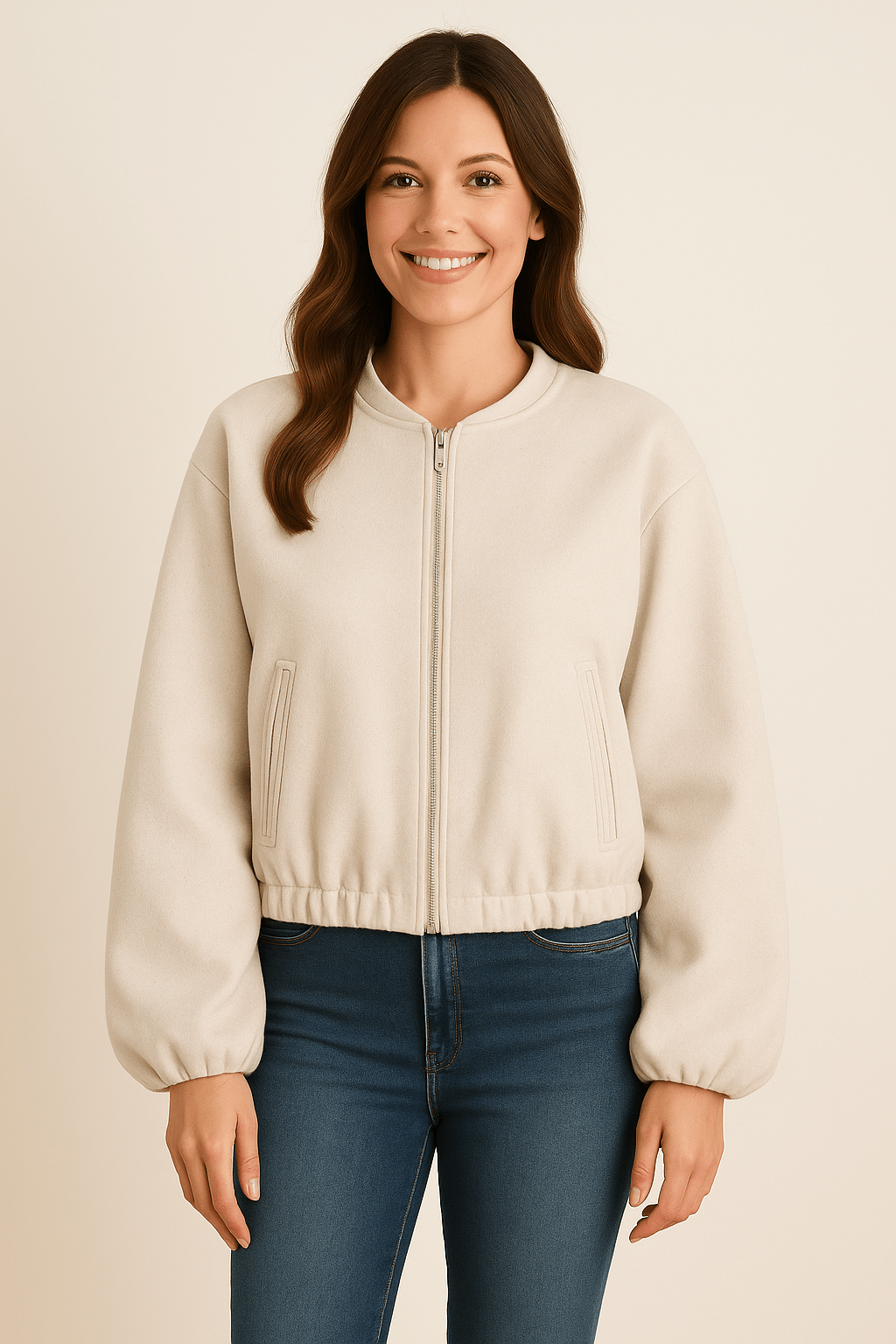 WW | Zipper Jacket with Balloon Sleeves