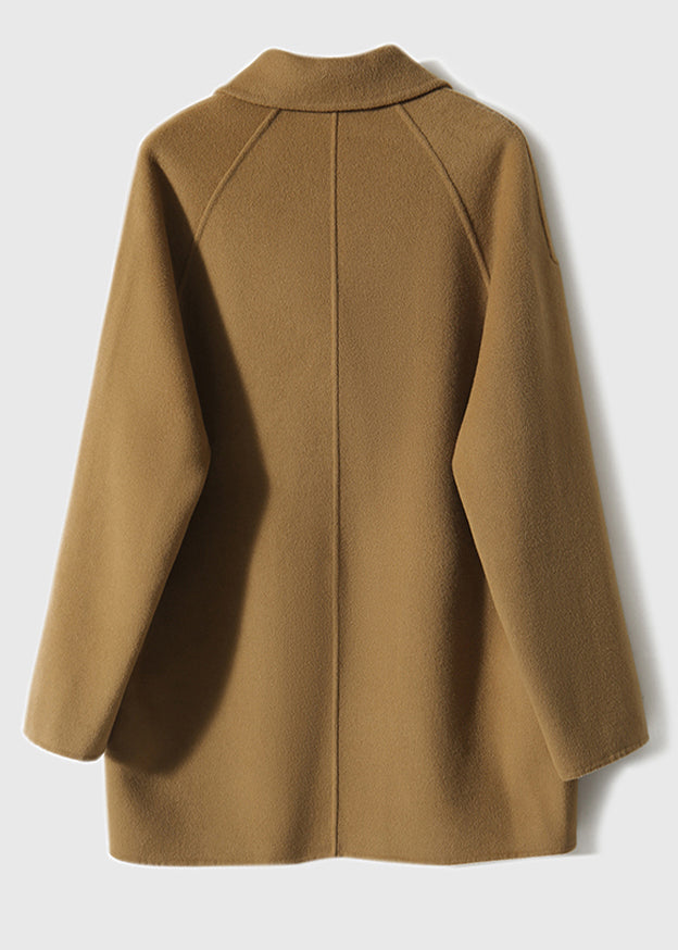 WW | Camel Peter Pan Collar Patchwork Wool Coats