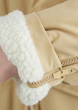 WW | Loose-fitting midi-length coats khaki Square collar with drawstring Wool coats