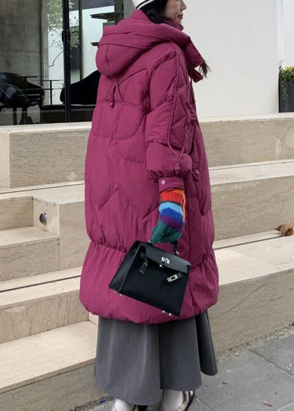 WW | Purple Zipper Pockets Duck Down Hooded Coats Winter