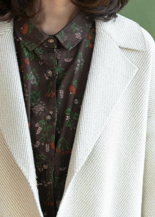 WW | Casual Midi-Length Coats Winter Outerwear Beige Pockets Wool Jackets